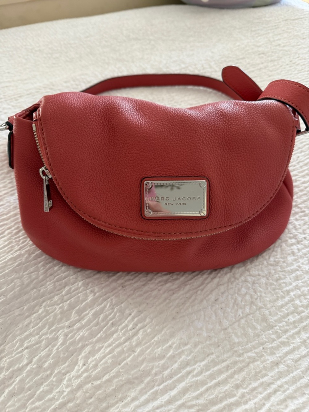 Marc Jacobs Red Pebbled Leather Flap Crossbody